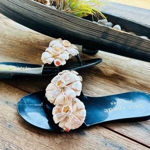 Kate Spade Black Sandals with Seashell Details
